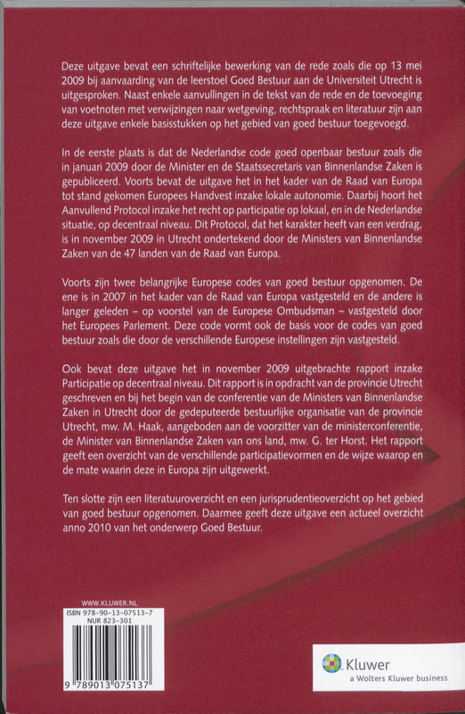 Achterkant van Goed Bestuur