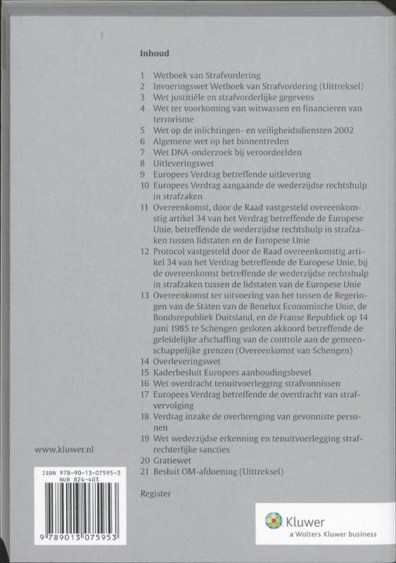 Achterkant van Strafvordering Editie 2010/2011