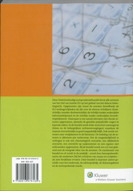Achterkant van Jurisprudentie Europees direct belastingrecht 2010/2011