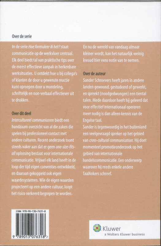 Achterkant van Intercultureel communiceren