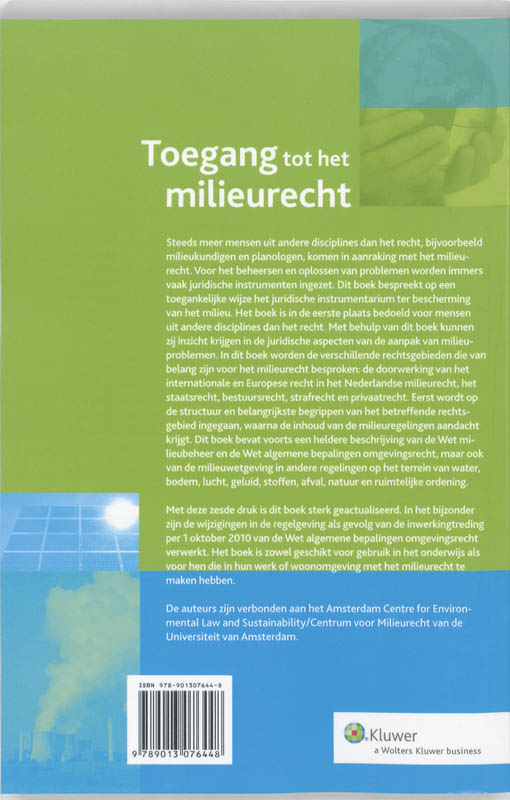 Achterkant van Toegang tot het milieurecht 2010/2011