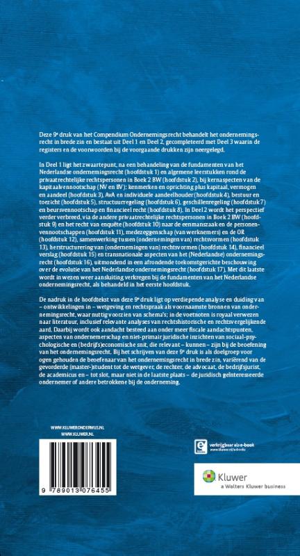 Achterkant van Compendium ondernemingsrecht