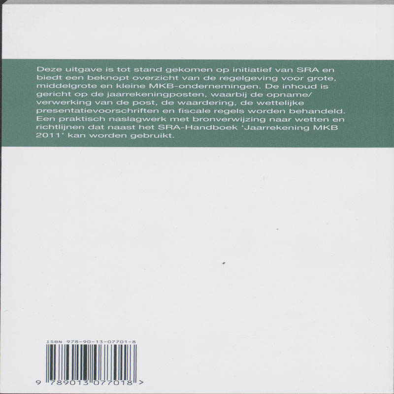 Achterkant van Jaarrekening MKB Checklist 2011