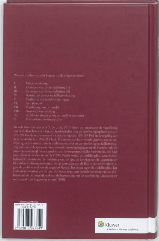 Achterkant van Vereffening van de boedel