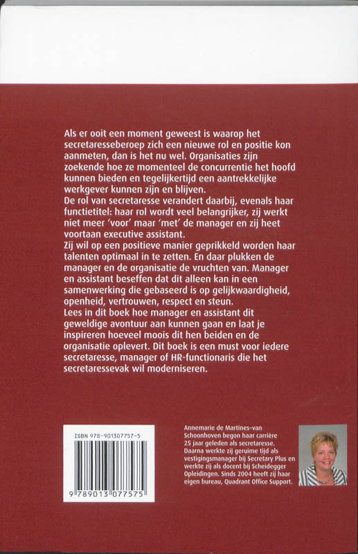 Achterkant van Adieu Secretaresse, Hello Assistant