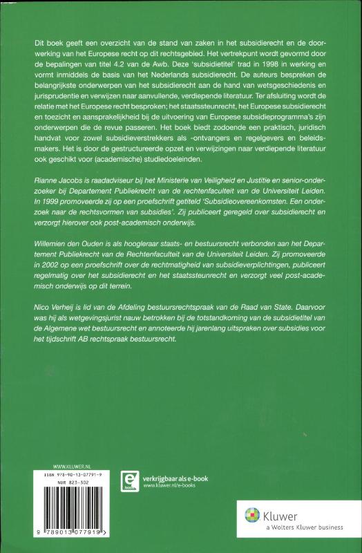 Achterkant van Subsidierecht