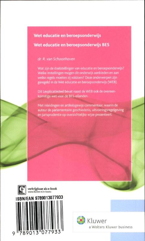 Achterkant van Wet educatie en beroepsonderwijs BES