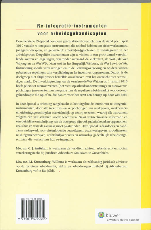 Achterkant van Re-integratie-instrumenten voor arbeidsgehandicapten