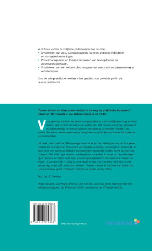 Achterkant van Balanced Scorecard & INK- managementmodel