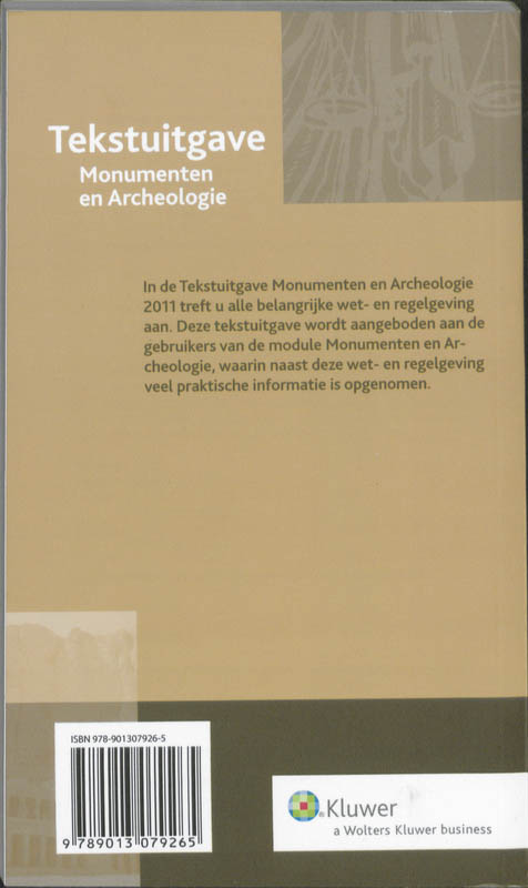 Achterkant van Tekstuitgave Monumenten en Archeologie 2011