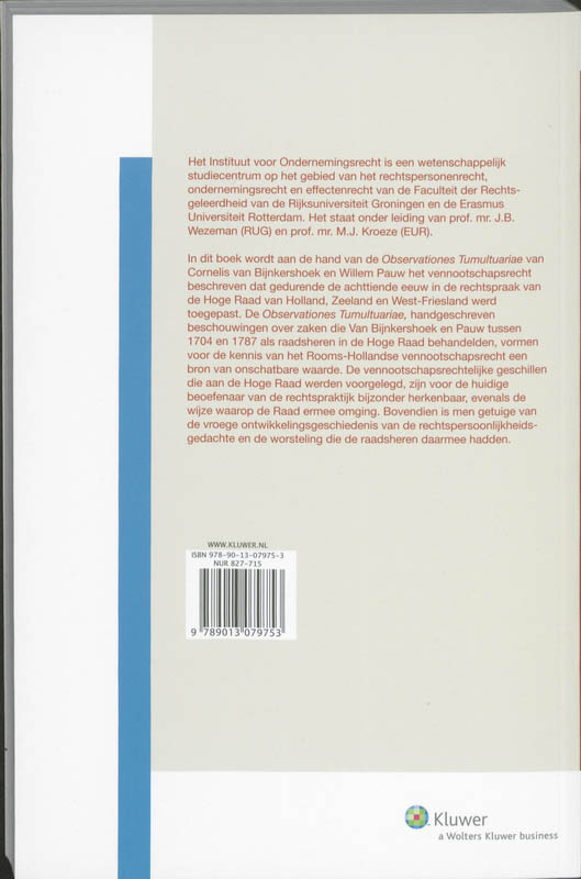 Achterkant van Het vennootschapsrecht van Holland