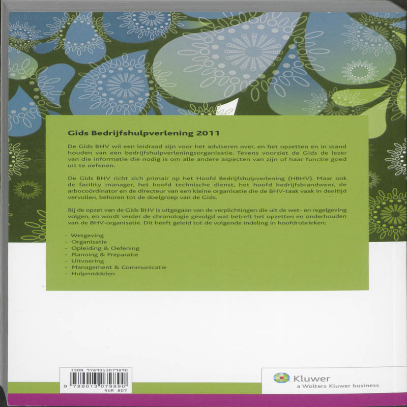 Achterkant van Gids Bedrijfshulpverlening 2011