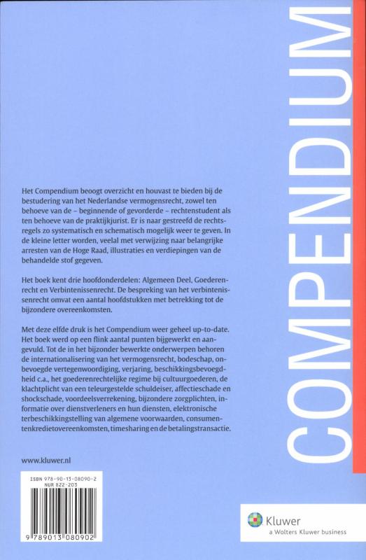 Achterkant van Compendium van het Nederlands vermogensrecht