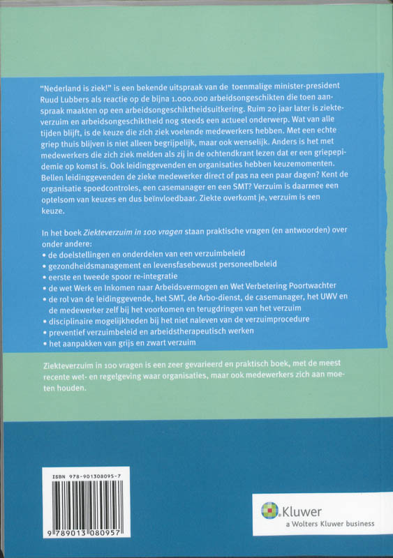 Achterkant van Ziekteverzuim in 100 vragen