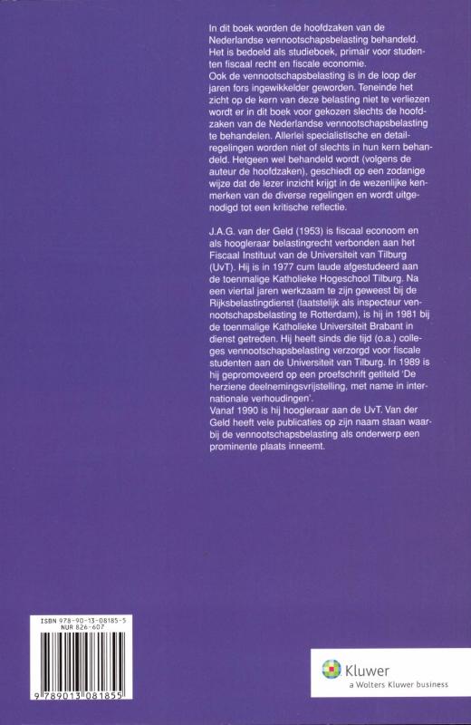 Achterkant van Hoofdzaken vennootschapsbelasting