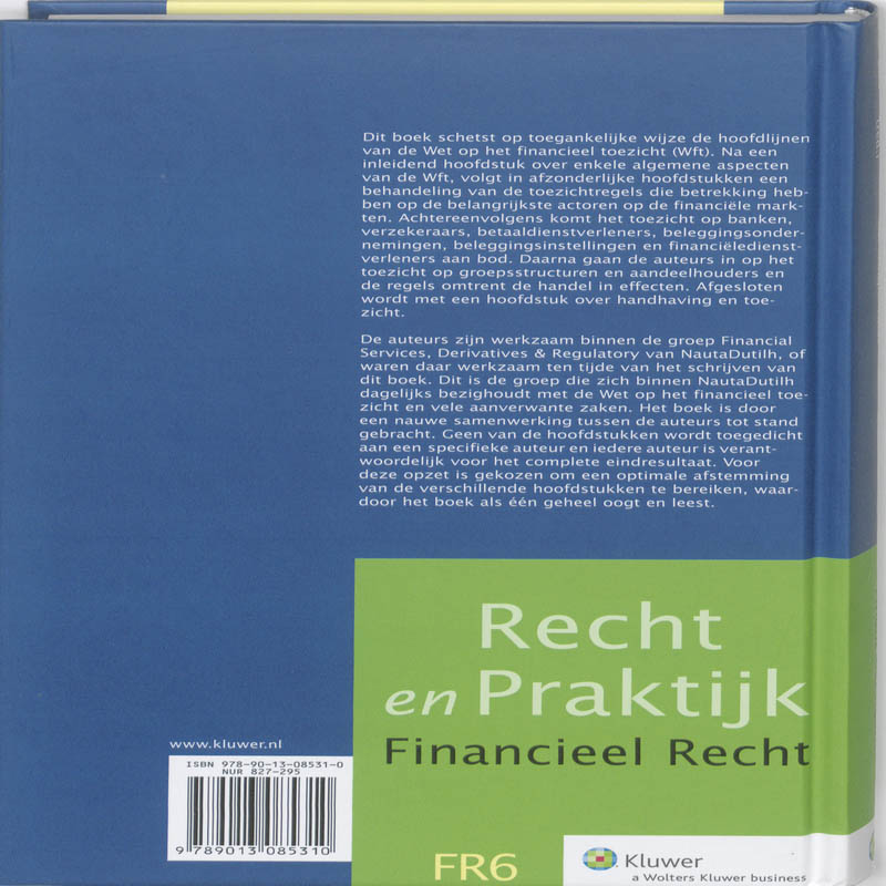 Achterkant van Hoofdlijnen Wft