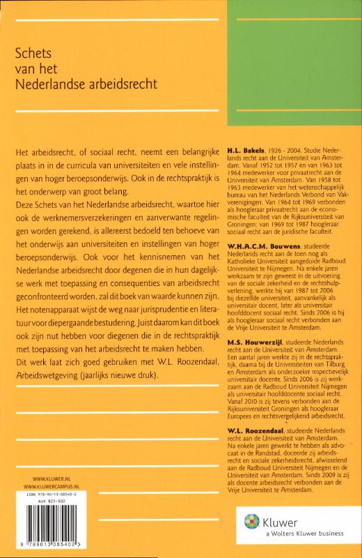 Achterkant van Schets van het Nederlandse arbeidsrecht