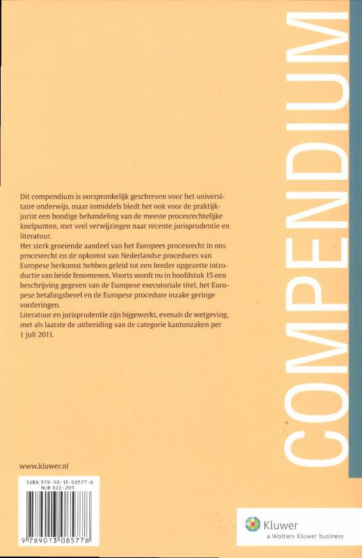 Achterkant van Compendium van het burgerlijk procesrecht
