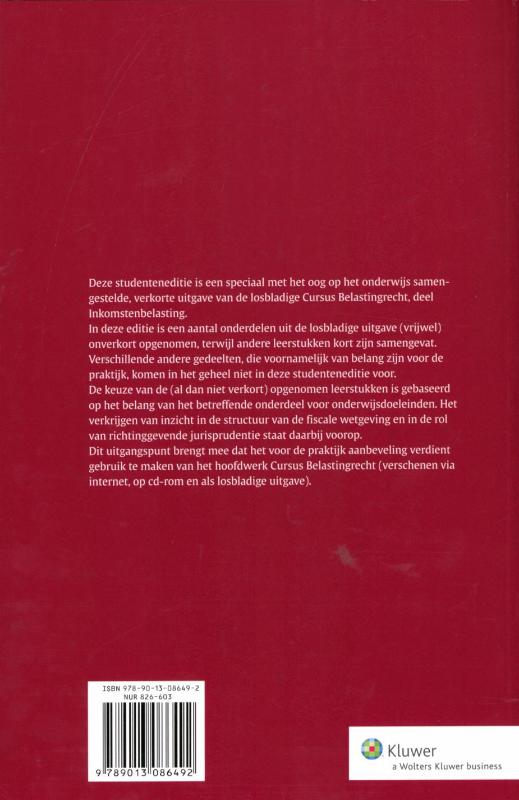 Achterkant van studenteneditie 2011 - 2012