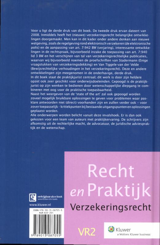 Achterkant van Verzekeringsrecht praktisch belicht