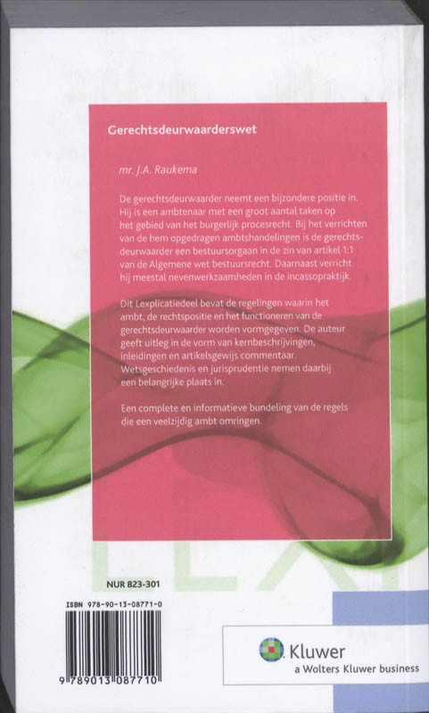 Achterkant van Gerechtsdeurwaarderswet