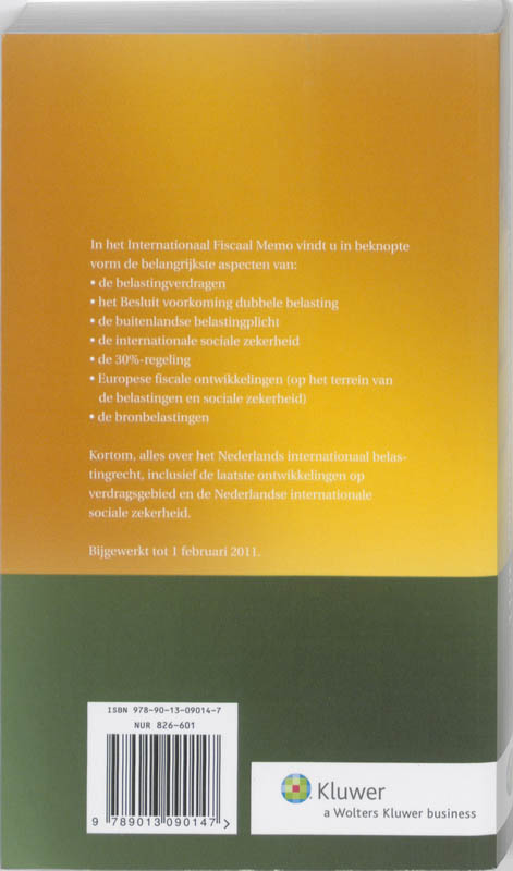 Achterkant van Internationaal Fiscaal Memo 2011