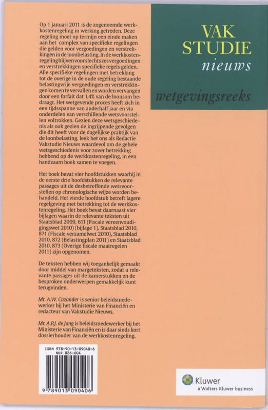 Achterkant van De werkkostenregeling in 2011