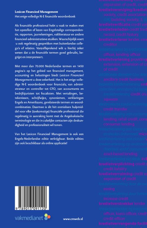 Achterkant van Lexicon Financieel Management Nederlands-Engels