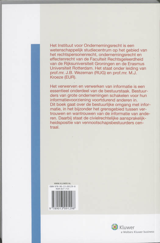 Achterkant van Vertrouwen op informatie bij bestuurlijke taakvervulling