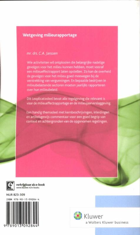 Achterkant van Wetgeving milieurapportage