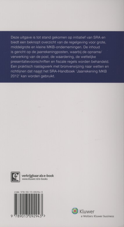 Achterkant van Jaarrekening MKB checklist 2012