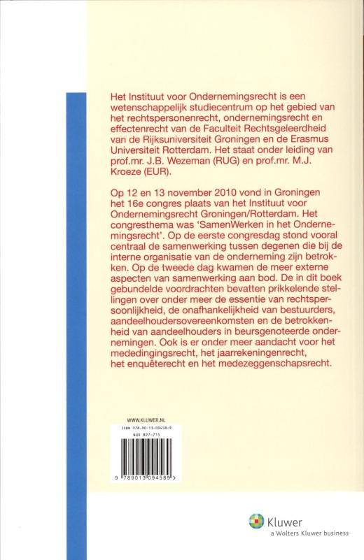 Achterkant van SamenWerken in het ondernemingsrecht