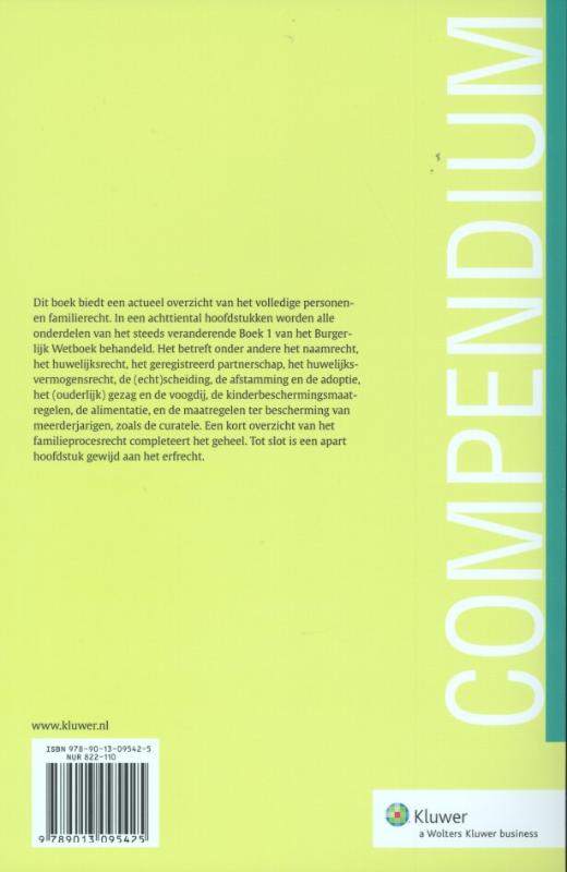 Achterkant van Compendium van het personen- en familierecht