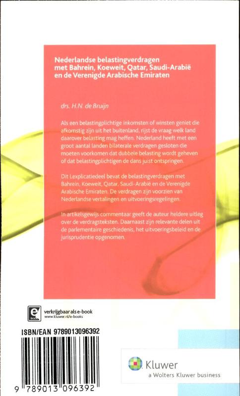 Achterkant van Nederlandse belastingverdragen met Bahrein, Koeweit, Oman, Qatar, Saudi-Arabië en de Verenigde Arabische Emiraten