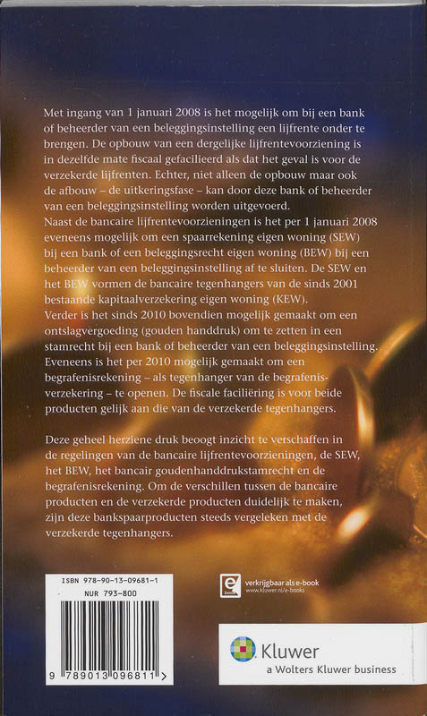 Achterkant van Banksparen - lijfrenten, aflossing eigenwoningschuld, goudenhanddrukstamrecht en begrafenisrekening