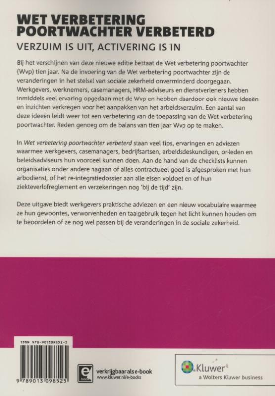 Achterkant van Wet verbetering poortwachter verbeterd
