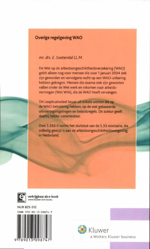 Achterkant van Overige regelgeving WAO