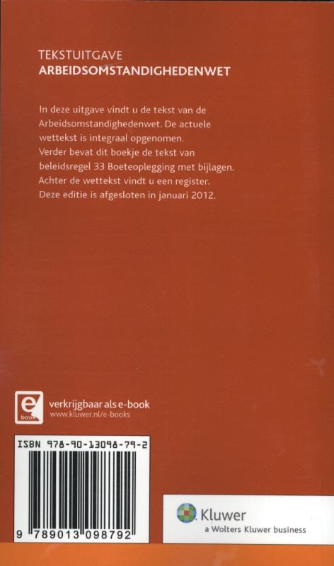 Achterkant van Arbeidsomstandighedenwet 2012