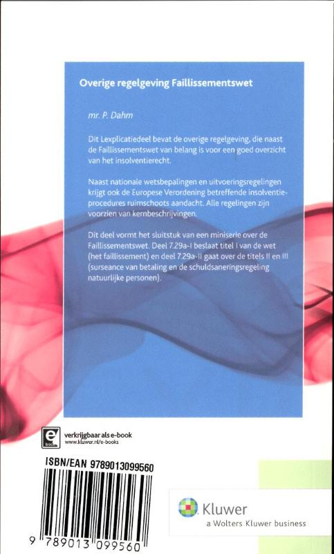 Achterkant van Overige regelgeving faillissementswet
