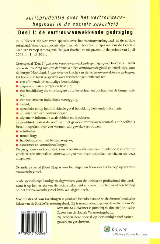 Achterkant van deel I: de vertrouwenwekkenede gedraging