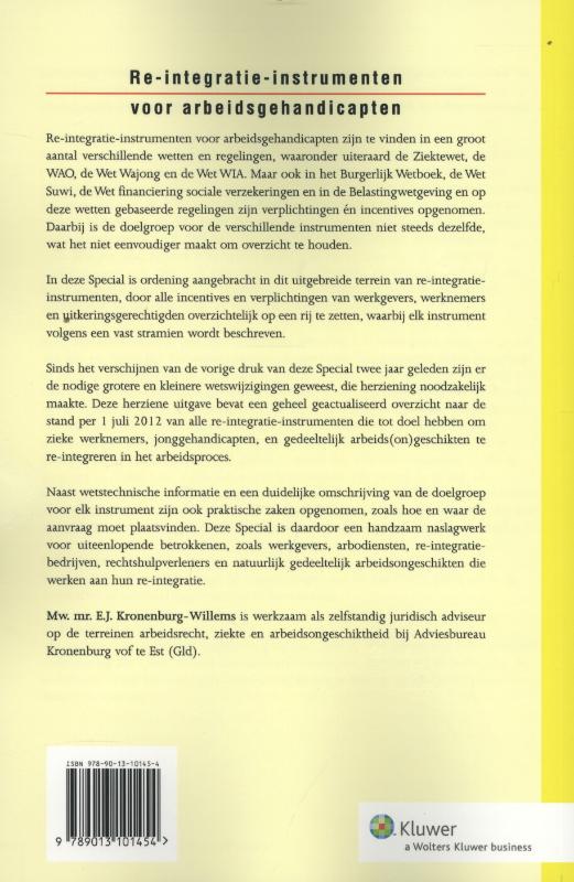 Achterkant van Re integratieinstrumenten voor arbeidsgehandicapten