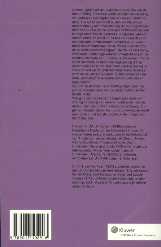 Achterkant van De juridische organisatie van de onderneming