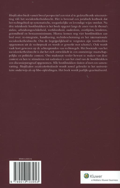 Achterkant van Hoofdzaken socialezekerheidsrecht