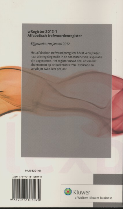 Achterkant van Alfabetisch trefwoordenregister