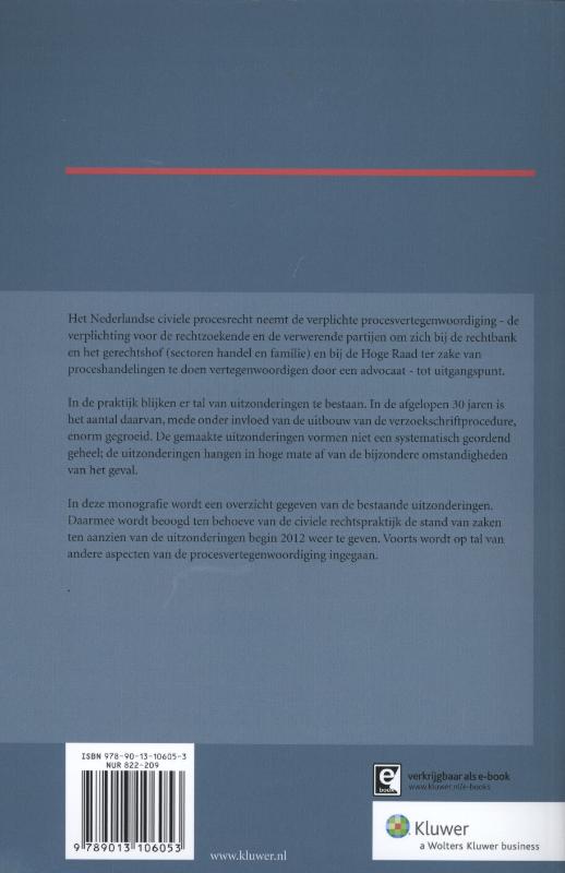 Achterkant van Procederen met of zonder procesvertegenwoordiger en andere procesvertegenwoordiging