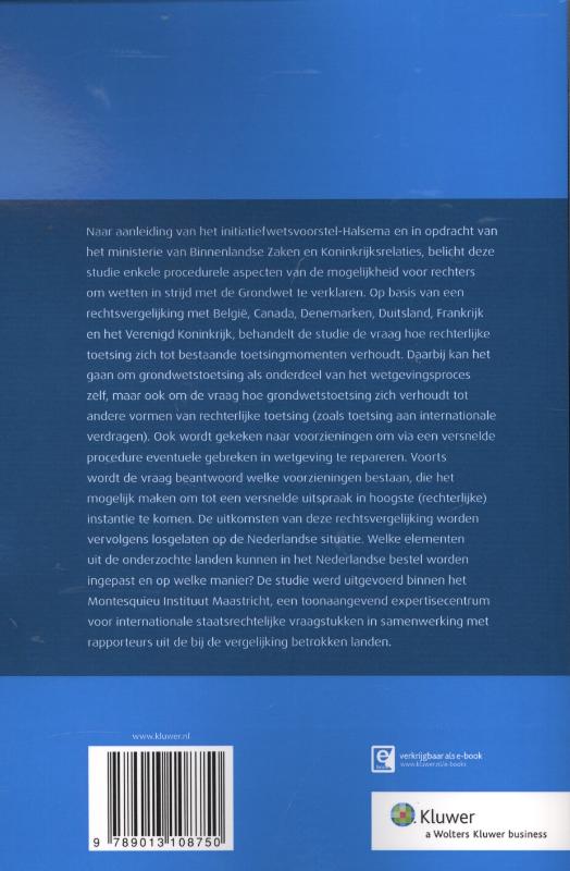 Achterkant van Institutionele aspecten van constitutionele toetsing