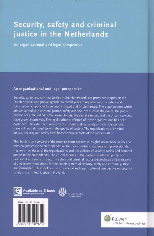 Achterkant van Security, safety and criminal justice in the Netherlands