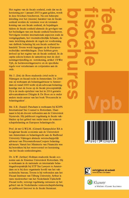 Achterkant van De fiscale eenheid in de vennootschapsbelasting