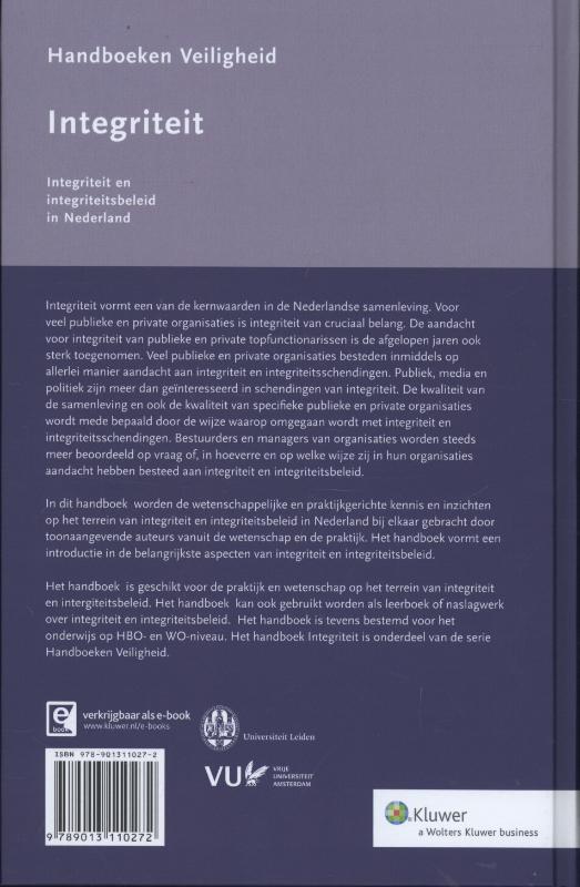 Achterkant van Integriteit: integriteit en integriteitsbeleid in Nederland