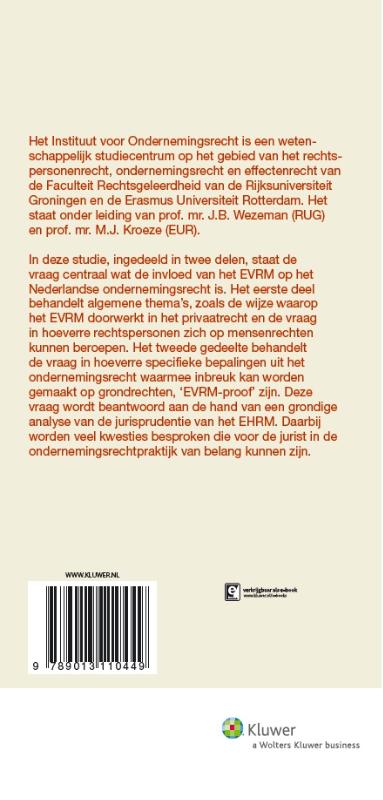 Achterkant van De invloed van het EVRM op het ondernemingsrecht